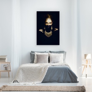 Tablou Canvas - Coyolxauhqui, Portret, Model, Femeie, Fata, Intuneric, 60 x 90 cm - Img 3