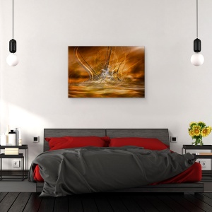 Tablou canvas - Cresterea, Abstract, Apa, Fum, Aur, Stropi, 80 x 120 cm - Img 3
