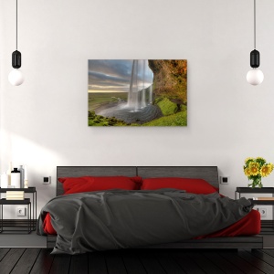 Tablou canvas - Curtrain, Islanda, Cascada, Apus, Peisaj, Piscina, Stanca, 60 x 90 cm - Img 3