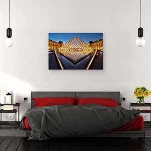 Tablou canvas - Diamantul, Arhitectura, Luvru, Piramida, Paris, Sticla, 60 x 90 cm - Img 3
