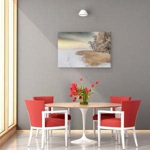 Tablou canvas - Dimineata Cetoasa De Iarna, Peisaj, Rasarit De Soare, Inghet, 60 x 90 cm - Img 4