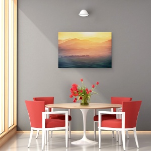 Tablou canvas - Dimineata De Vis, Rasarit De Soare, Palouse, Munti, Dealuri, 40 x 60 cm - Img 4