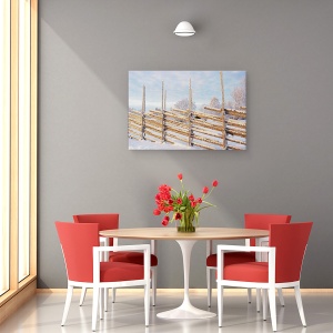 Tablou canvas - Dimineata Rece De Iarna, Rece, Zapada, Rime, Gard, 40 x 60 cm - Img 4