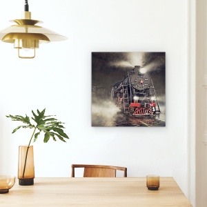 Tablou Canvas - Dincolo De Express, Tren Cu Aburi, Locomotiva, 60 x 60 cm - Img 4
