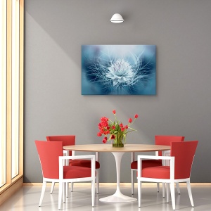 Tablou decorativ modern living Dragoste în Ceață, flori turcoaz pe canvas