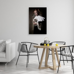 Tablou canvas - Dragul Meu Prieten Sconcs, Vintage, Retro, Pana, Pene, Portret, 60 x 90 cm - Img 4