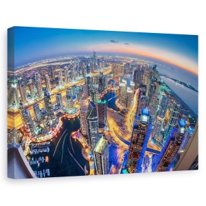 Tablou canvas - Dubai Culori De Noapte, Arhitectura, Peste, Perspectiva, Aeriana, 60 x 90 cm
