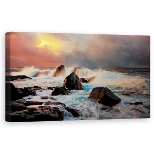 Tablou canvas - Dupa Furtuna, Karmoy, Norvegia, Peisaj Marin, Apus De Soare, 50 x 100 cm
