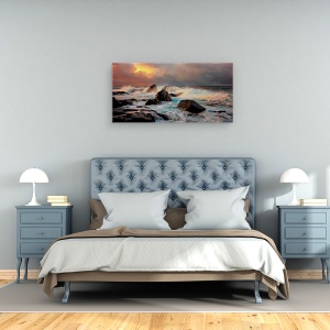 Tablou canvas - Dupa Furtuna, Karmoy, Norvegia, Peisaj Marin, Apus De Soare, 50 x 100 cm - Img 3
