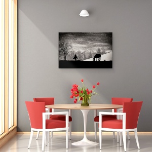 Tablou canvas - E Timpul Sa Plec, Vest, Iarna, Cal, Zapada, Silueta, 60 x 90 cm - Img 4