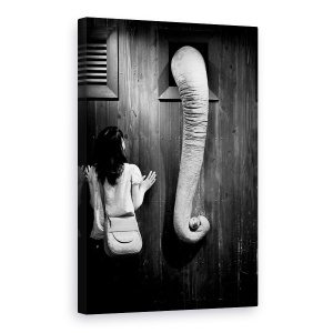 Tablou canvas - Elefant, Umor, Alb-Negru, Animal, 60 x 90 cm