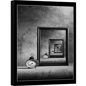 Tablou canvas - Eternitatea, Portret, Timp, Tabel, Ceas, Alb-Negru, 75 x 100 cm