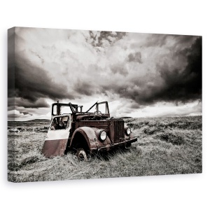 Tablou canvas - Fara Acoperis, Masina, Automobil, Camion, Vechi, Ruginit, 60 x 90 cm