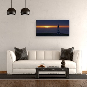 Tablou canvas - Farul Care Si-A Pierdut Lumina, Peisaj, Apa, Apus De Soare, Ocean, 50 x 100 cm - Img 2
