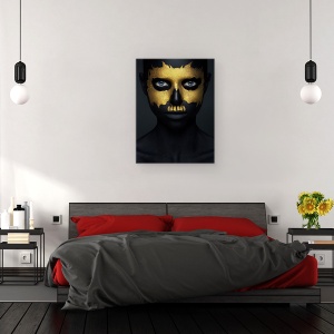 Tablou canvas - Fata Aurie, Vopsea, Pictura Faciala, 50 x 70 cm - Img 3