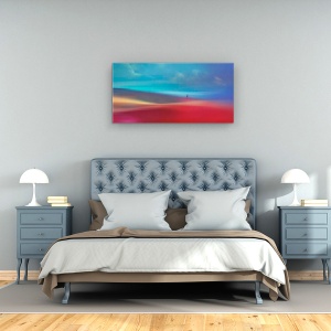 Tablou Canvas - Fata, Cer, Abstract, Peisaj, Colorat, Rosu, 50 x 100 cm - Img 3