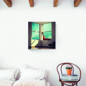 tablou canvas femeie casă cer 60x60 cm