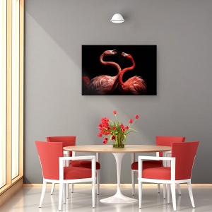 Tablou canvas - Flamingo, Pasare, Animal, Rosu, Intuneric, 60 x 90 cm - Img 4