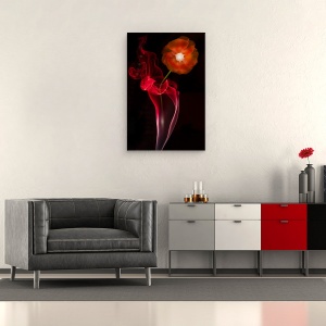 Tablou canvas - Floare Rosie, Alb-Negru, Floare, Vaza, Fum, 60 x 90 cm - Img 2