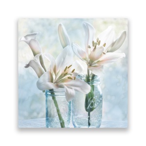 Tablou Canvas - Floral, Flori, Crin, Vaza, Alb, 60 x 60 cm