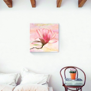 Tablou decorativ floral cu magnolie pe canvas 60x60 cm
