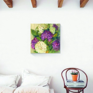 Tablou decorativ floral canvas cu liliac 60x60 cm