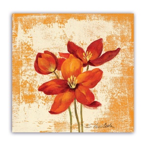 Tablou Canvas - Floral, Vintage, Portocaliu, Narcis, 60 x 60 cm