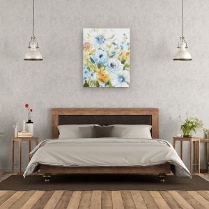 Tablou canvas - Flori, Gradina Albastra, Pictura, 60 x 75 cm - Img 3