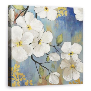 Tablou canvas - Flori, Natura, Copac Ramura, Flori, Alb, Pictura, 90 x 90 cm
