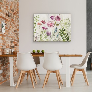 Tablou canvas - Flori, Pictura, Violet, Alb, Roz, Albastru, 75 x 100 cm - Img 4