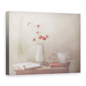 Tablou canvas - Florile Rosii, Natura Moarta, Flori, Floare, Buchet, Foarfece, 60 x 80 cm