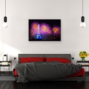 Tablou canvas - Focuri De Artificii La Turnul Eiffel, Sarbatoare, Petrecere, Festival, Cer, 40 x 60 cm - Img 3