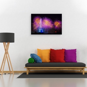 Tablou canvas - Focuri De Artificii La Turnul Eiffel, Sarbatoare, Petrecere, Festival, Cer, 80 x 120 cm - Img 2
