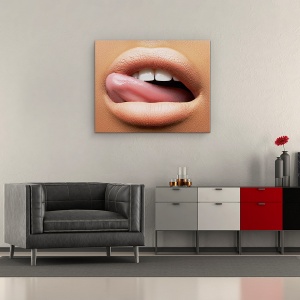 Tablou Canvas - Frumusete Macro, Gura, Dinti, Limba, Buze, Limba, Macro, 60 x 75 cm - Img 2
