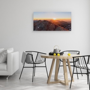 Tablou canvas - Fugind Pe Creasta, Creasta, Rasarit De Soare, Stol, Munte, Om, 50 x 100 cm - Img 4