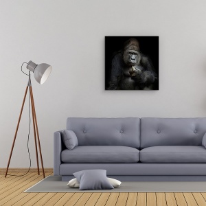 Tablou Canvas - Imho ...., Gorila, Grijuliu, Puternic, Contemplare, Ganditor, 90 x 90 cm - Img 2