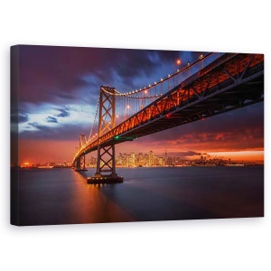 Tablou Canvas - Incendiu Peste San Francisco, Golden Gate, Cer, Apus De Soare, 50 x 80 cm