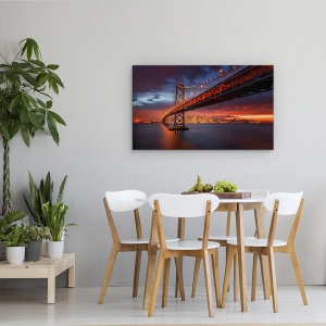 Tablou Canvas - Incendiu Peste San Francisco, Golden Gate, Cer, Apus De Soare, 50 x 80 cm - Img 4