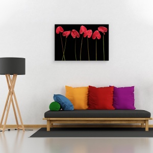 Tablou canvas - Inimi Botanice, Floare, Natura Moarta, Rosu, 60 x 90 cm - Img 2