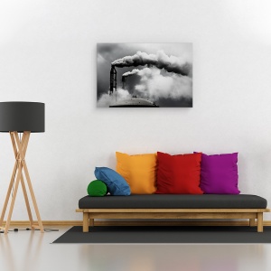 Tablou canvas - Inspectia Zilnica, Poluare, Alb-Negru, Industrie, Cer, 40 x 60 cm - Img 2