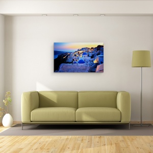 Tablou canvas - Insula Santorini, Grecia, Albastru, Sat, 50 x 80 cm - Img 2