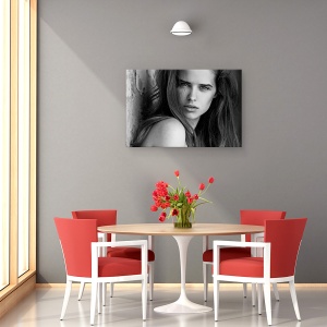 Tablou canvas - Katya, Alb-Negru, Portret, Fata, Femeie, 60 x 90 cm - Img 4