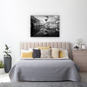 Tablou canvas - La Mongolfiera, Lac, Munti, Balon, Peisaj, Reflectie, 60 x 80 cm - Img 3
