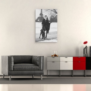 Tablou canvas - La Paris, Conceptual, Franta, Alb-Negru, Eiffel, 40 x 60 cm - Img 2