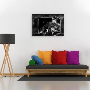 Tablou canvas - Locomotiva, Dirijor, Locomotiva, Motor, Alb-Negru, Sofer, 40 x 60 cm - Img 2