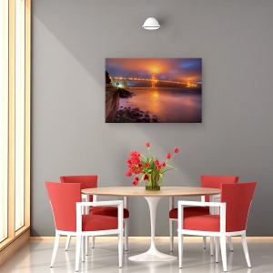 Tablou canvas - Locul Unde Incepe Romantismul, Pod, Noapte, Cuplu, Dragoste, 60 x 90 cm - Img 4