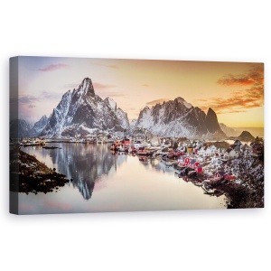 Tablou canvas - Lumina Diminetii In Reine, Peisaj, Lofoten, Coasta, 50 x 100 cm