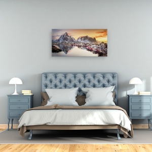Tablou canvas - Lumina Diminetii In Reine, Peisaj, Lofoten, Coasta, 50 x 100 cm - Img 3