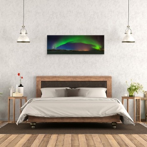 Tablou Canvas - Lumini De Nord, Cer, Noapte, Luna, Peisaj, 30 x 90 cm - Img 3