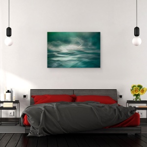 Tablou canvas - Lumini Nordice De Iarna, Abstract, Apa, Fum, Turcoaz, 60 x 90 cm - Img 3